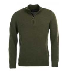 Barbour Holden Half Zip Lambswool Sweater Olive Marl