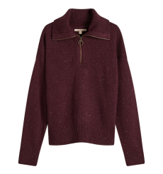 Barbour Lavensdale Half Zip Knitted Jumper Black Cherry