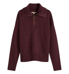 Barbour Lavensdale Half Zip Knitted Jumper Black Cherry