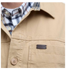 Barbour Lingfield Canvas Overshirt Dark Stone
