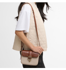 Barbour Mini Rosa Leather Crossbody Bag Pebbled Pink/Brown