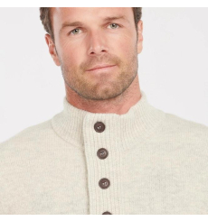Barbour Patch Half Button Lambswool Sweater Pearl