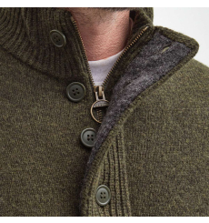 Barbour Patch Half Button Lambswool Sweater Seaweed