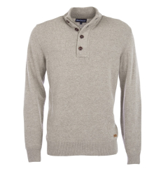 Barbour Patch Half Button Lambswool Sweater Stone