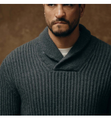 Filson Bristol Shawl Neck Sweater Grey Heather/Dark Charcoal front
