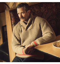 Filson Bristol Shawl Neck Sweater Oatmeal Heather/Flame front