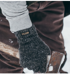 Filson Fingerless Knit Gloves Charcoal