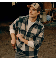 Filson Wool Jac-Shirt Pine/Beige Check front