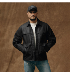 Filson Lined Tin Cloth Cruiser Jacket Black front