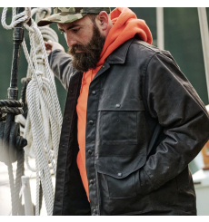 Filson Lined Tin Cloth Cruiser Jacket Cinder front
