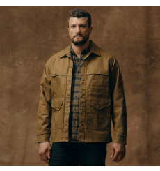 Filson Lined Tin Cloth Cruiser Jacket Dark Tan front