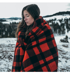 Filson MacKinaw Wool Blanket Red/Black Heritage Plaid front