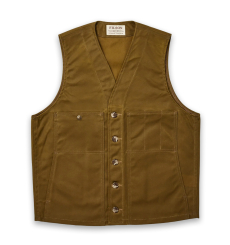 Filson Oil Tin Cloth Vest Dark Tan front