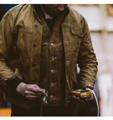 Filson Oil Tin Cloth Vest Dark Tan front