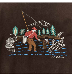 Filson Prospector Embroidered Hoodie Dark Brown/Fishing front