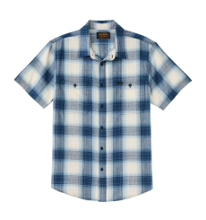 Filson Short Sleeve Chambray Shirt Indigo Plaid front
