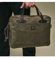 Filson Tin Cloth Compact Briefcase Otter Green front