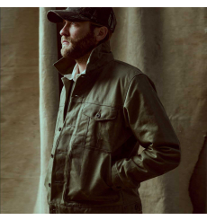 Filson Tin Cloth Short Lined Cruiser Jacket Military Green front
