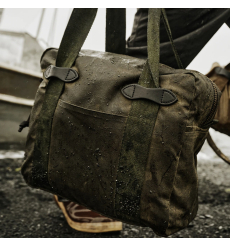 Filson Tin Cloth Tote Bag With Zipper Otter Green front