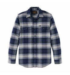 Filson Vintage Flannel Work Shirt Light Blue/Navy Plaid front