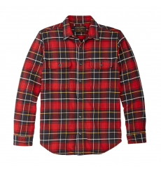 Filson Vintage Flannel Work Shirt Red Charcoal Plaid front