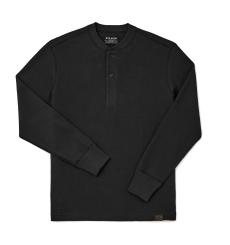 Waffle Knit Henley Faded Black front