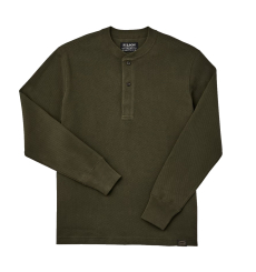 Waffle Knit Henley Mossy Rock front