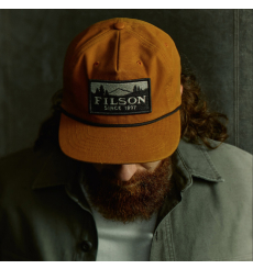 Filson Waxed Trucker Cap Gold Brown/Scenic front