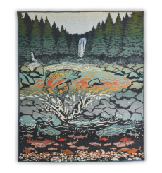 Pendleton Jacquard Napped Blanket Robe Salmon Falls