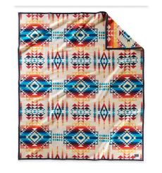 Pendleton Jacquard Unnapped Robe Pilot Rock Ivory front Size: 163x203 cm