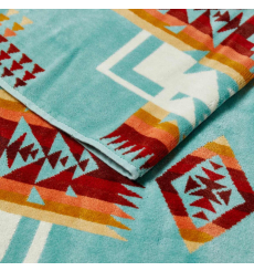 Pendleton Oversized Jacquard Spa Towel Chief Joseph Aqua