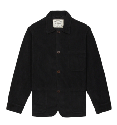 Portuguese Flannel Labura Cotton-Corduroy Overshirt Black front