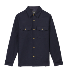 Portuguese Flannel Wool Field Overshirt Navy front