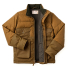 Filson Down Cruiser Jacket Dark Tan Two-way front zipper with snap-secure storm flap 
