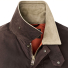 Filson Dry Wax Short Field Jacket Dark Brown collar lined with cotton cavalry till for next-to-skin comfort