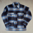Filson Knitted Wool Cruiser Blue/Black Plaid on floor