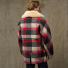 Filson Lined Mackinaw Wool Packer Coat Loden Red/Cream/Blue Plaid wearing back