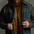 Filson Mackinaw Wool Work Jacket Jacket Blue/Brown/Gray Plaid wearing with Filson Oil Tin Cloth Vest