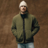 Filson Reversible Pile Fleece Jacket Dark Olive Drab wearing front handwarmer-pockets