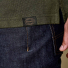 Waffle Knit Henley Mossy Rock logo detail 