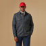 Portuguese Flannel Wool Field Overshirt Grey front men with cap