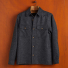 Portuguese Flannel Wool Field Overshirt Grey front with background