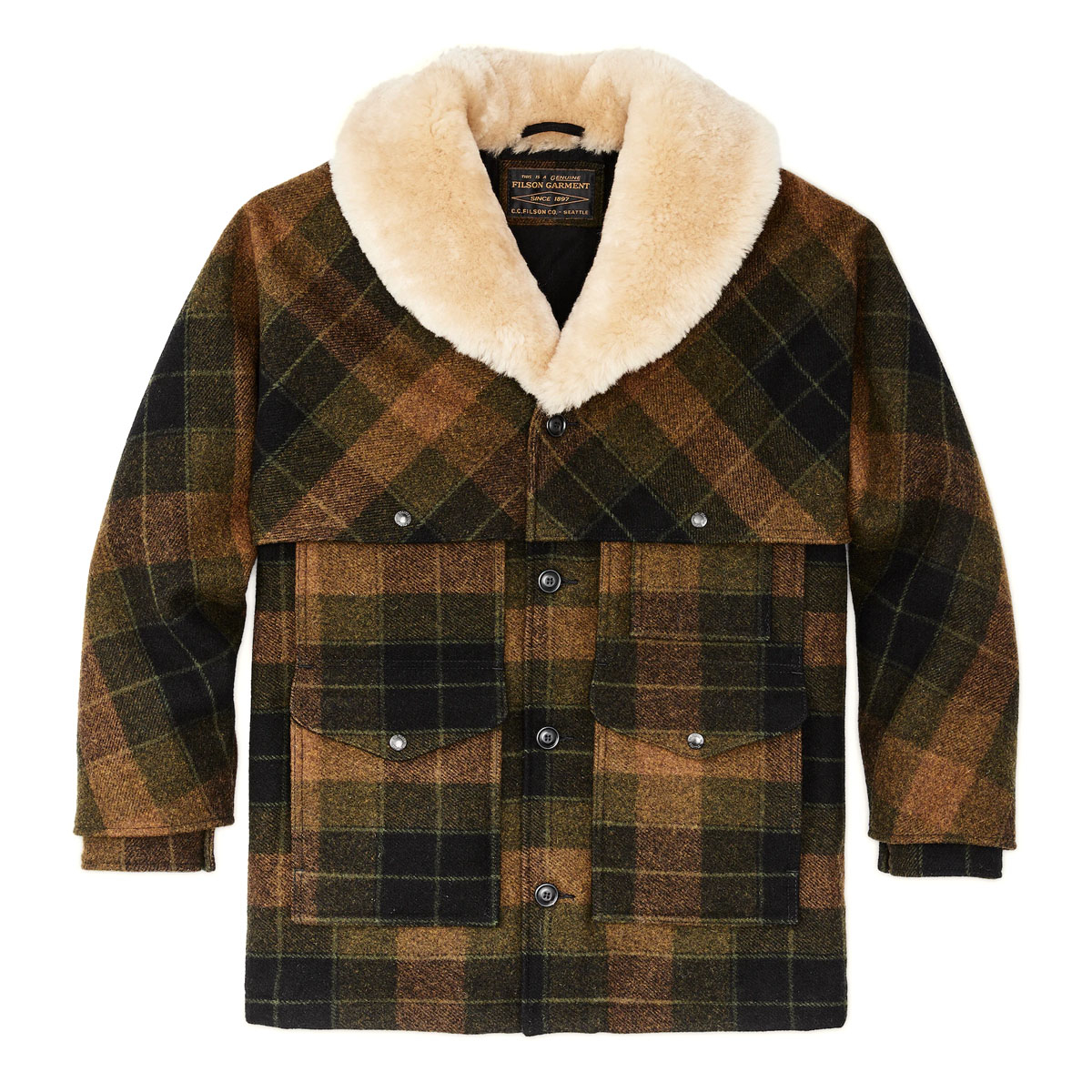 【極美品】FILSON LINED MACKINAW WOOL COAT Filson Lined Mackinaw Wool Packer Coat Loden Heather Plaid