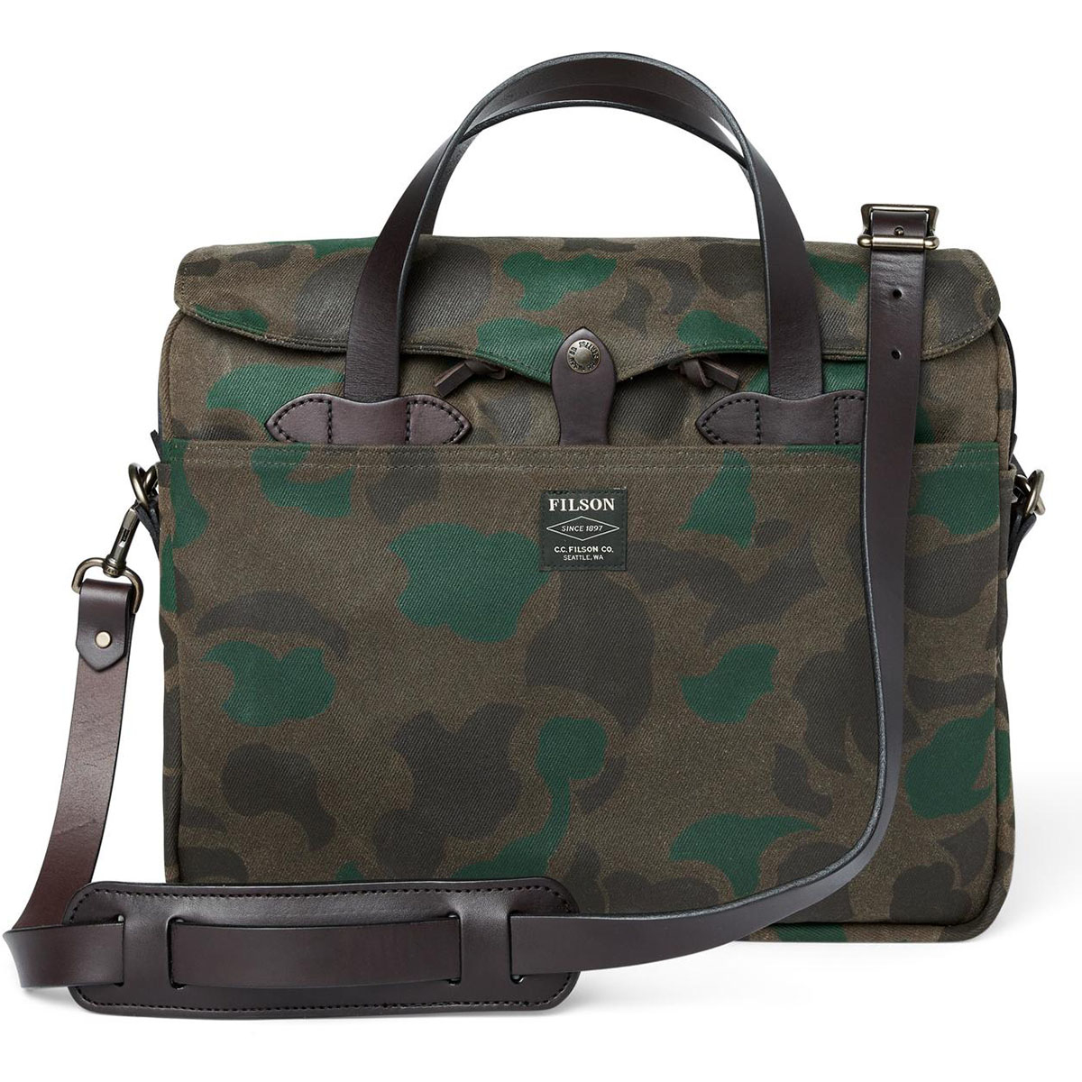 Filson Waxed Rugged Twill Original Briefcase Dark Wax Shrub Camo