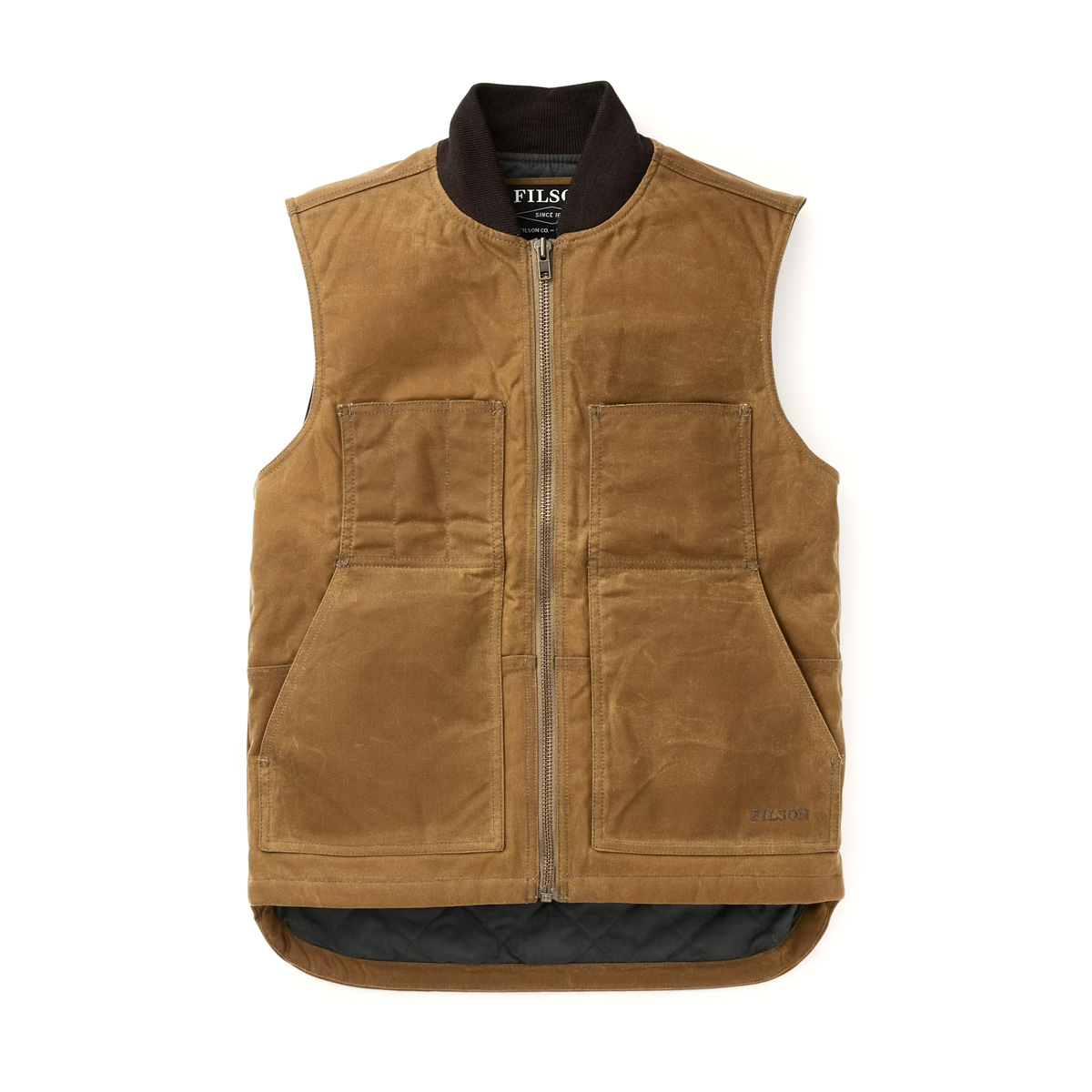 Filson Tin Cloth Insulated Work Vest Dark Tan, tough work vest