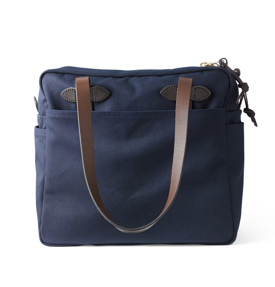 Tote bag with zipper Navy, classic-looking shopper with zipper 