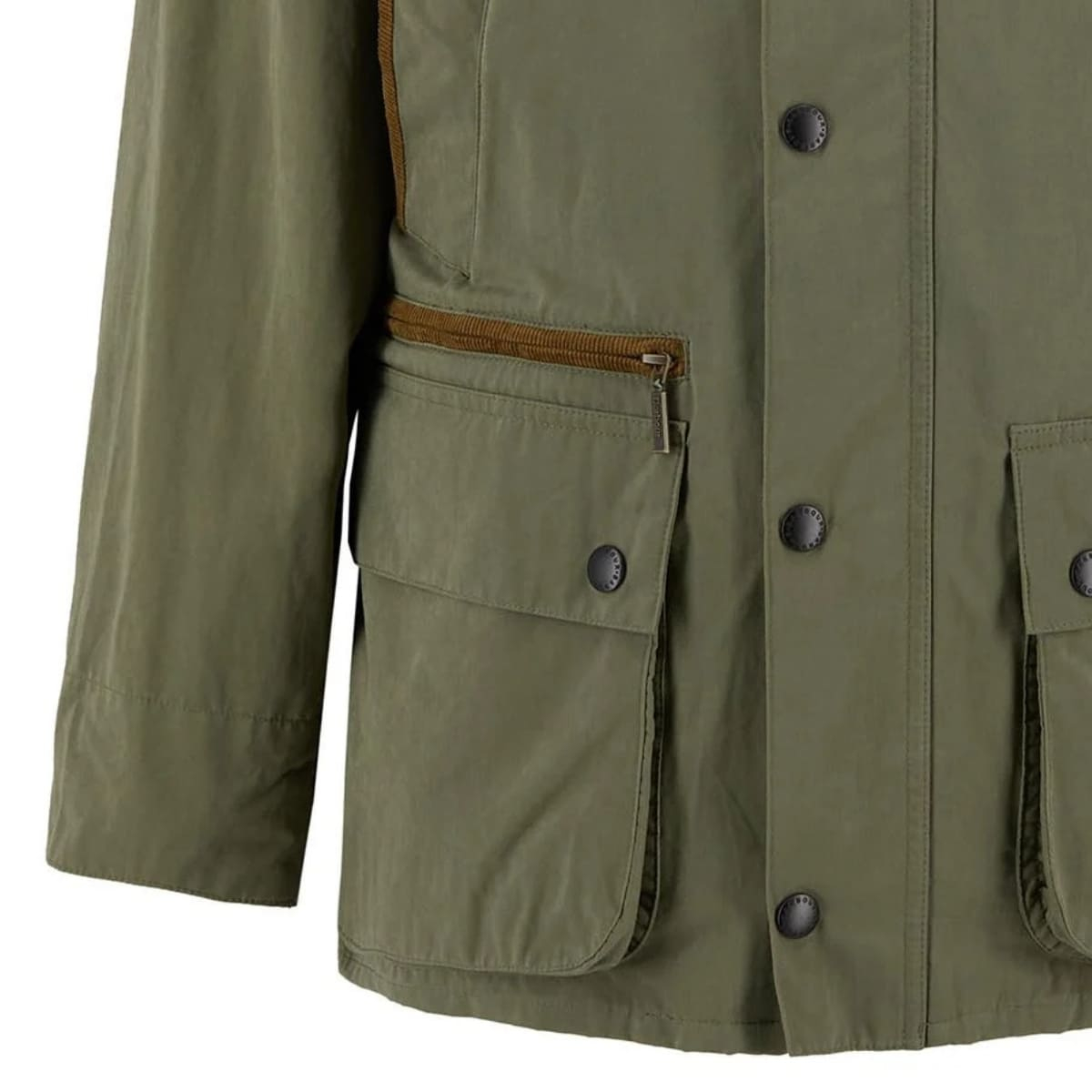 Barbour Icons Bedale Casual Jacket Fern, corduroy collar, can be worn open and closed