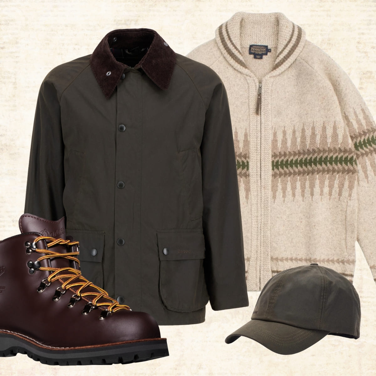 Barbour Classic Bedale Wax Jacket Olive, how to wear; Filson, Astorflex.