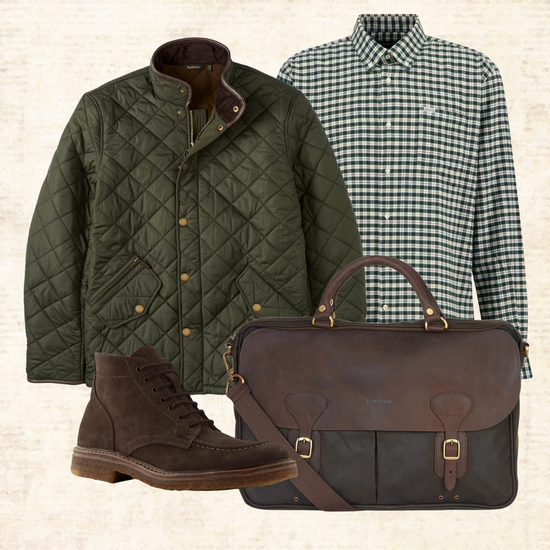 Barbour Colderham Regular Checked Shirt Forest, a winter shirt made from soft brushed cotton fabric.