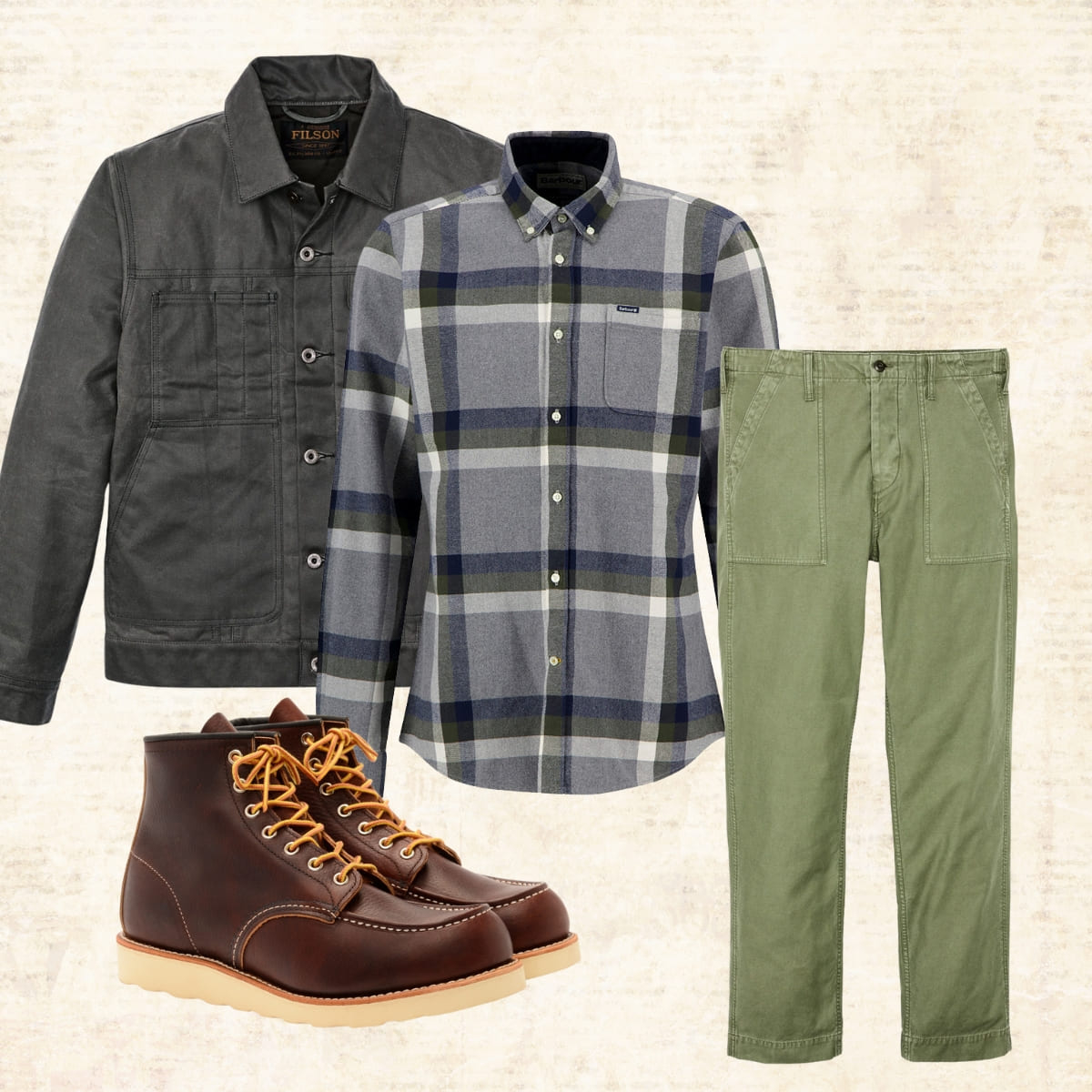 Barbour Folley Tailored Checked Shirt Light Grey Marl, a winter shirt perfect match with Filson jacket, Red Wing shoes